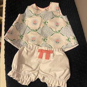 The Beaufort Bonnet Company Floral Kids Matching Set - Blue and White